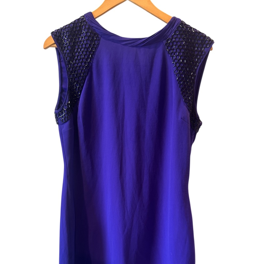 Principles By Ben De‎ Lisi Embellished Purple Sleeveless Tunic Mini Dress Party